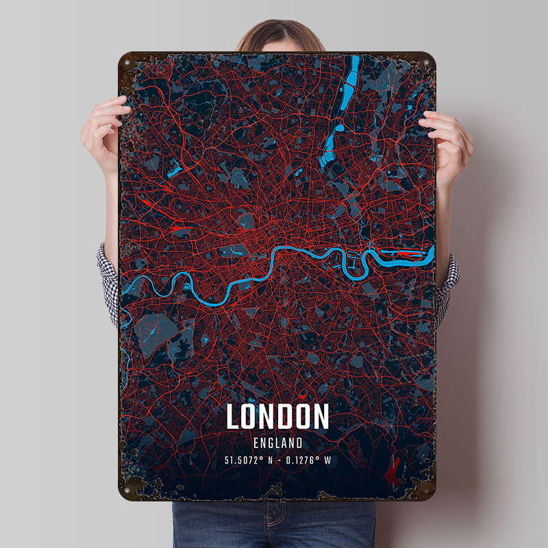 Retro Gaming In London - London City Map Metal Poster Customized
