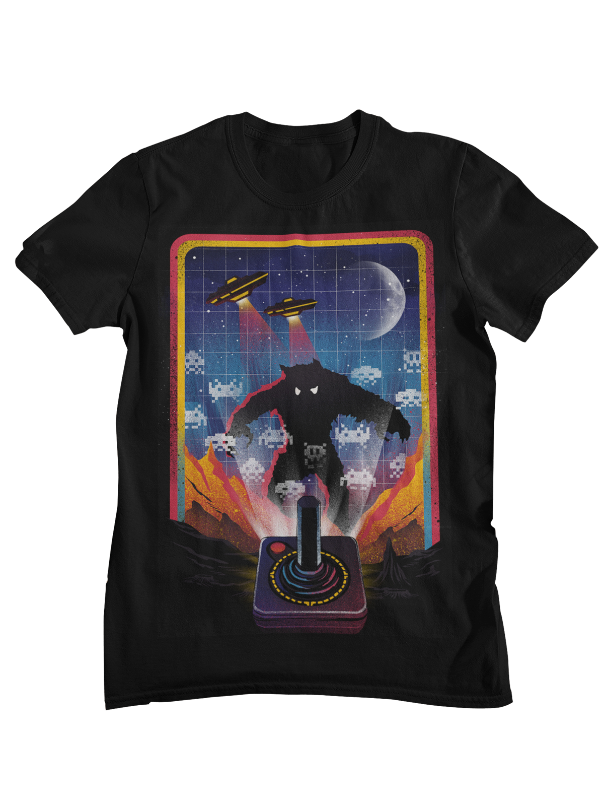 Retro Gaming Gamestop - Retro Space Invaders Monster Joystick Graphic