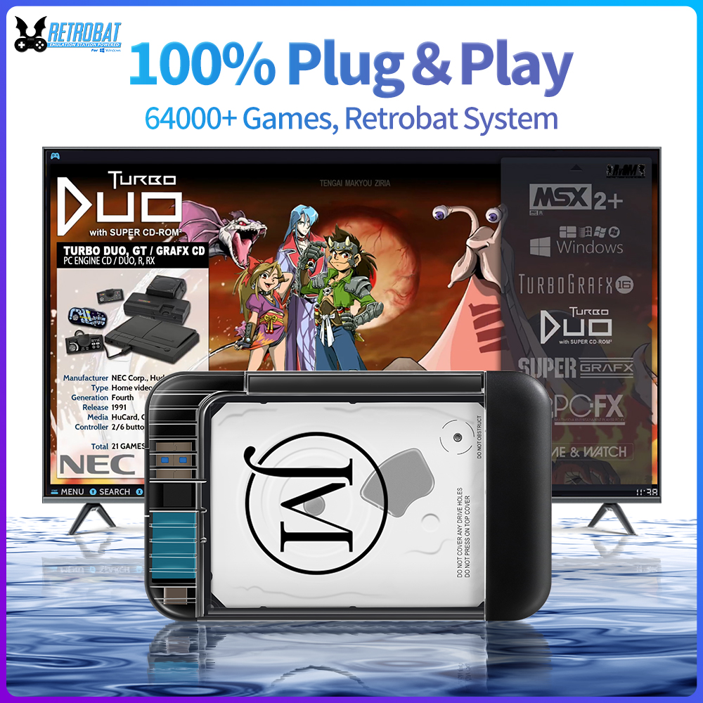 Retro Gaming Emulator Pc - RETROBAT Portable 500G Gaming HDD Consoles