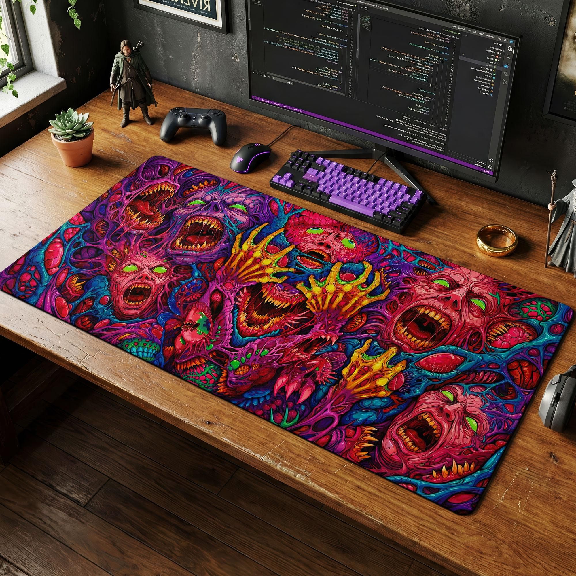 Retro Gaming Table - Japan Red Mouse Pad Neon Gore