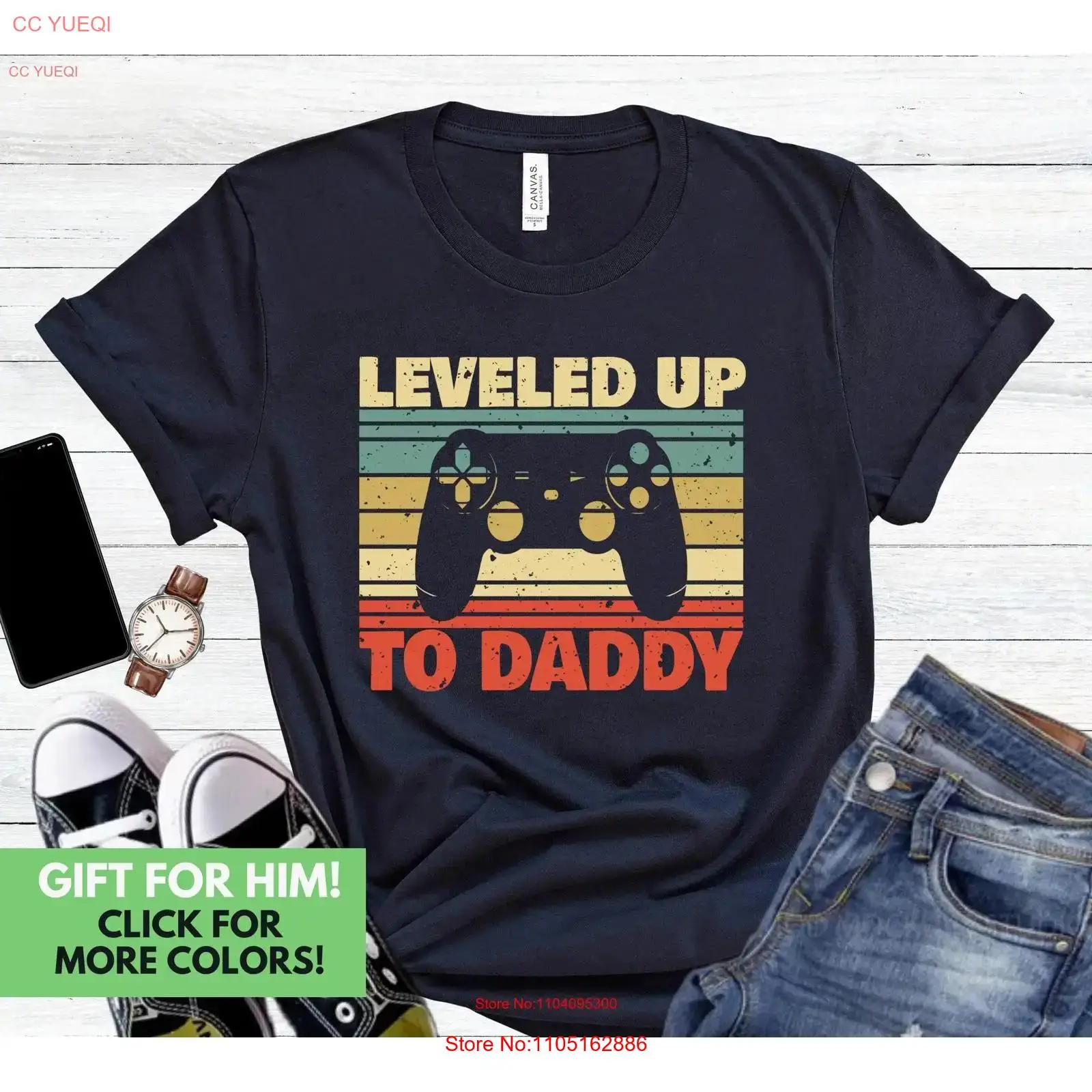 Retro Gaming T Shirt - Leveled Up To Daddy T Shirt