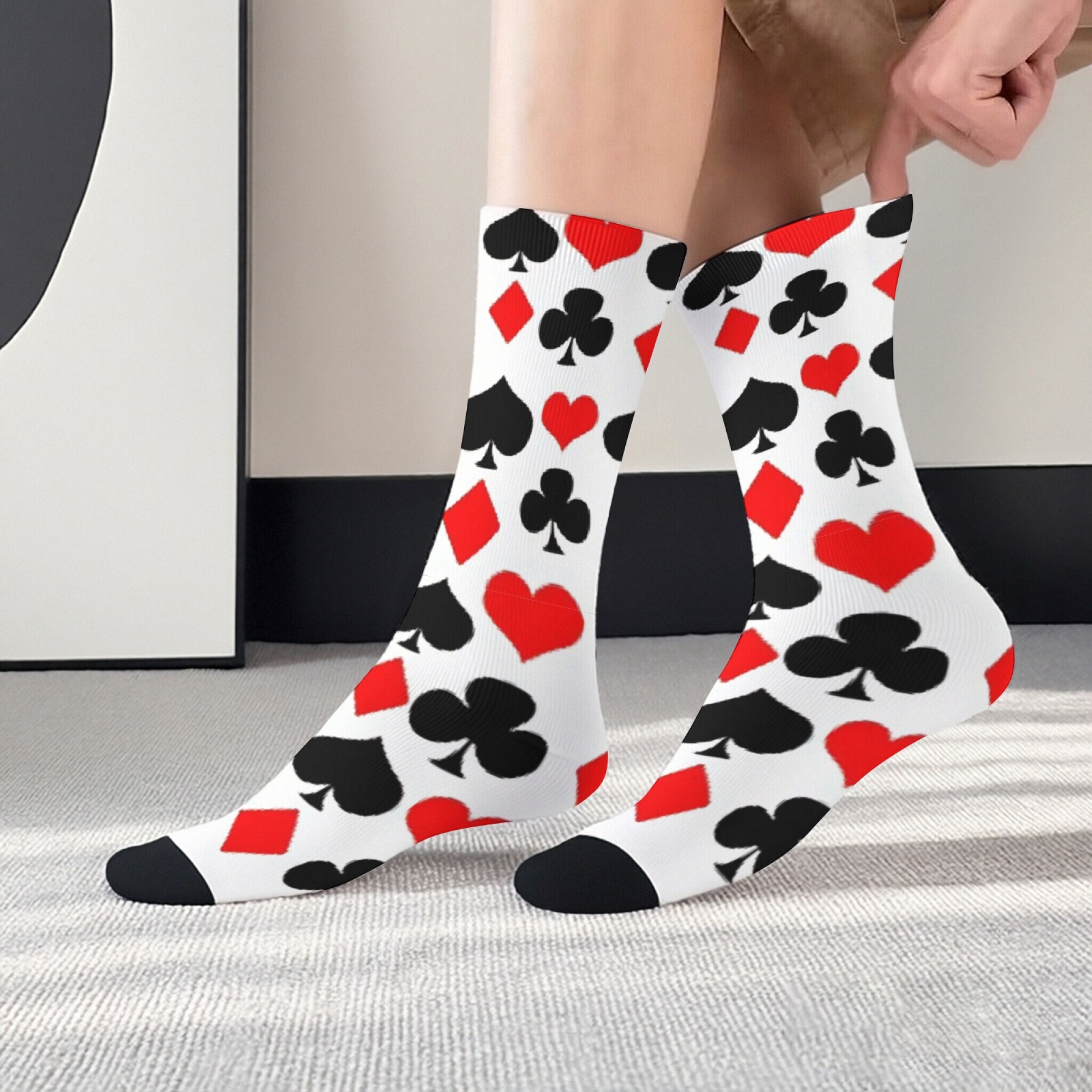 Retro Gaming Youtube - Playing Card Print Mid-calf Socks Gambling