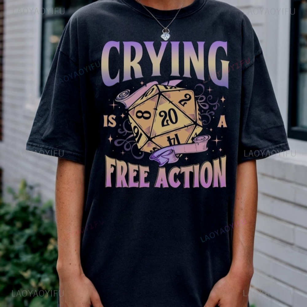 Funny DnD Crying Is A Free Act - Retro Gaming T Shirt ulasan dan harga