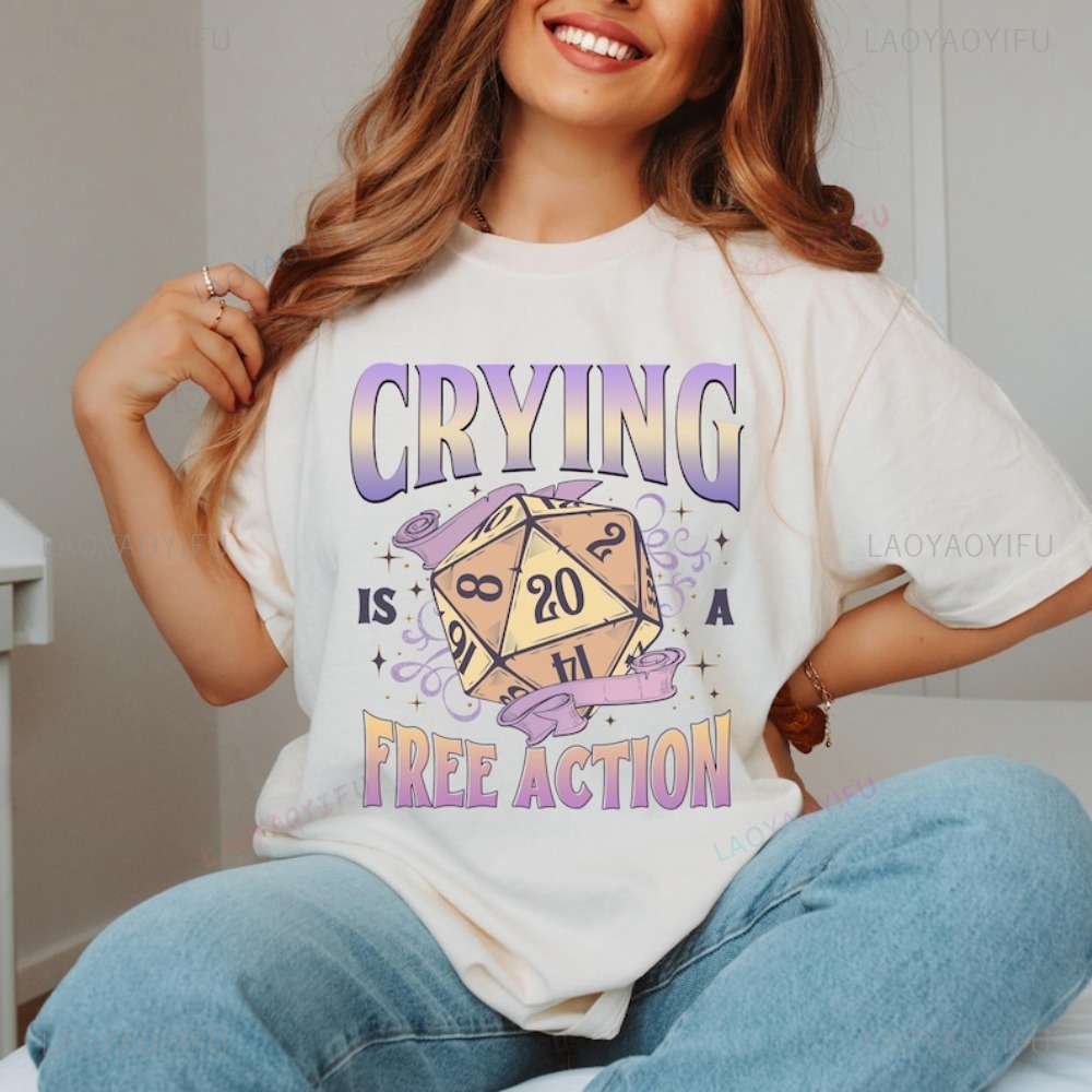 Funny DnD Crying Is A Free Act - Retro Gaming T Shirt ulasan dan harga