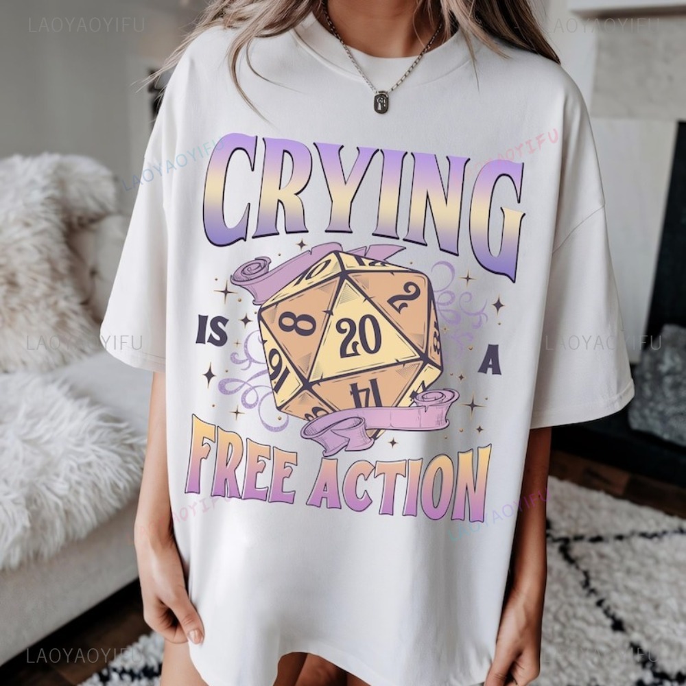 Funny DnD Crying Is A Free Act - Retro Gaming T Shirt ulasan dan harga