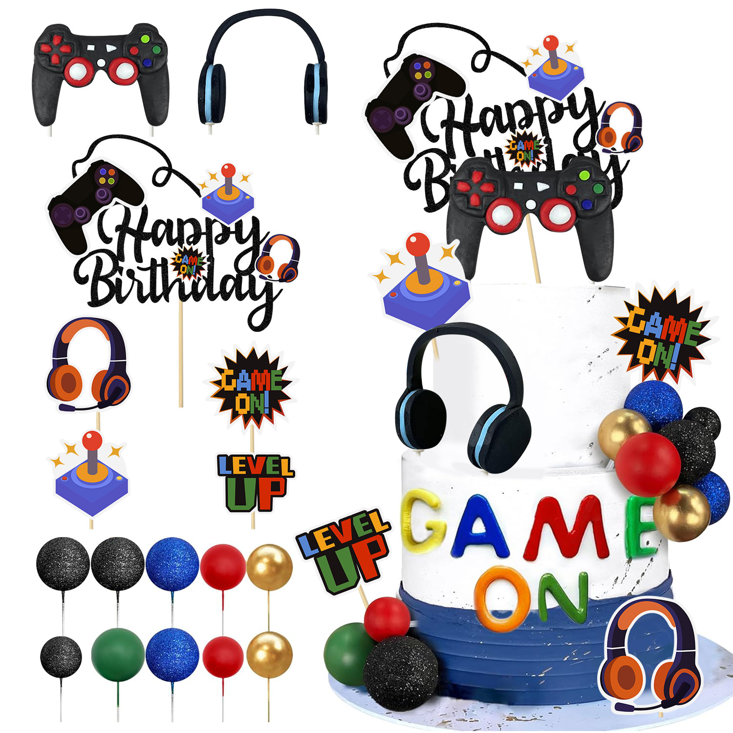 17Pcs Video Retro Game Cake To - Retro Gaming Headset ulasan dan harga