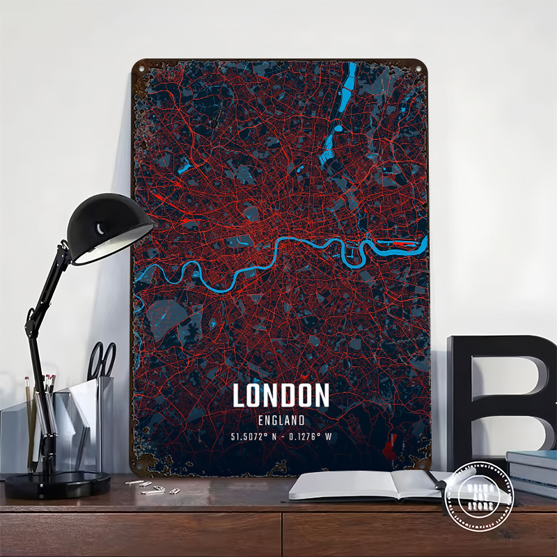 London City Map Metal Poster C - Retro Gaming In London ulasan dan harga