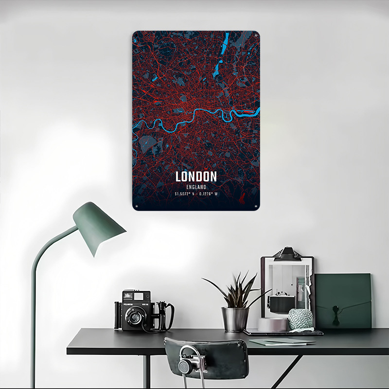 London City Map Metal Poster C - Retro Gaming In London ulasan dan harga