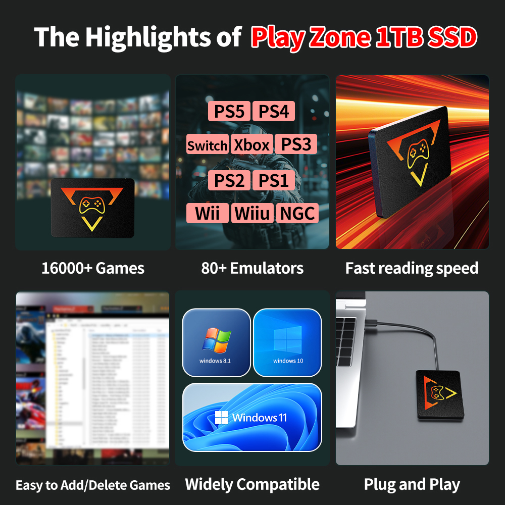 1TB Retro Gaming SSD Video Gam - Retro Gaming Emulator Pc ulasan dan harga