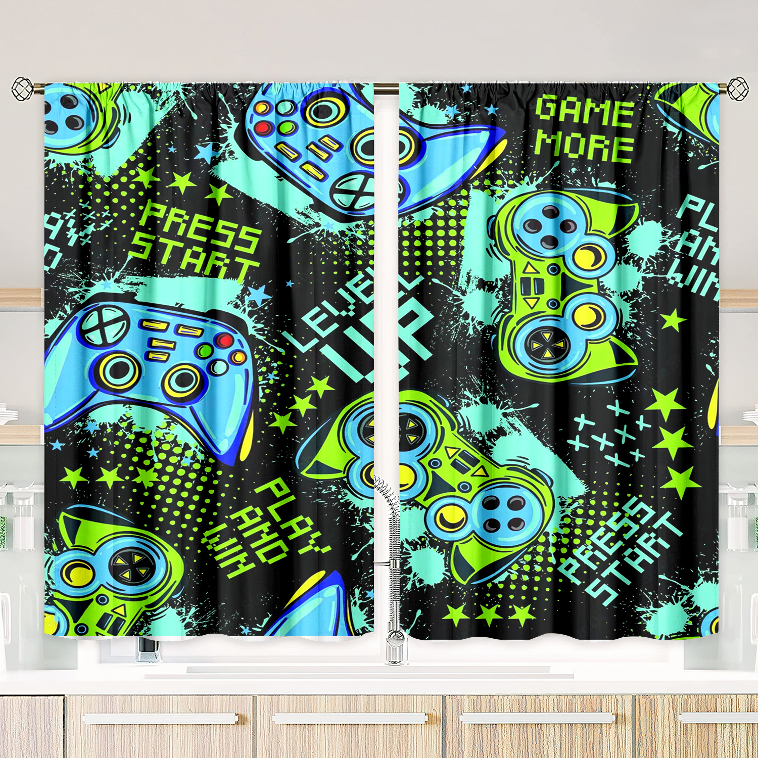 Retro Gamepad Curtains 2-Piece - Retro Gaming Youtube ulasan dan harga