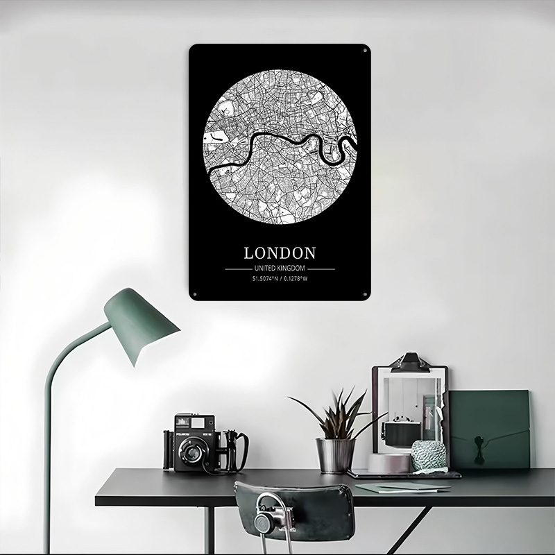 London City Map Tin Plaque Pos - Retro Gaming In London ulasan dan harga