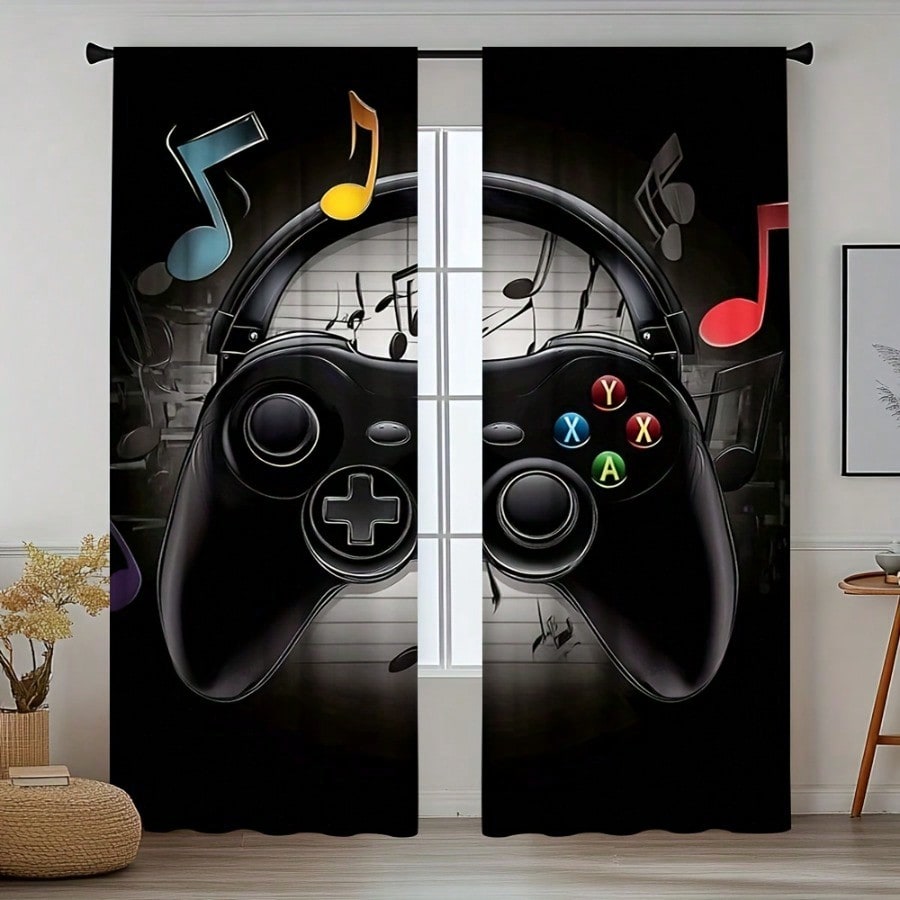 2pcs Retro Gaming Room Curtain - Retro Gaming Youtube ulasan dan harga