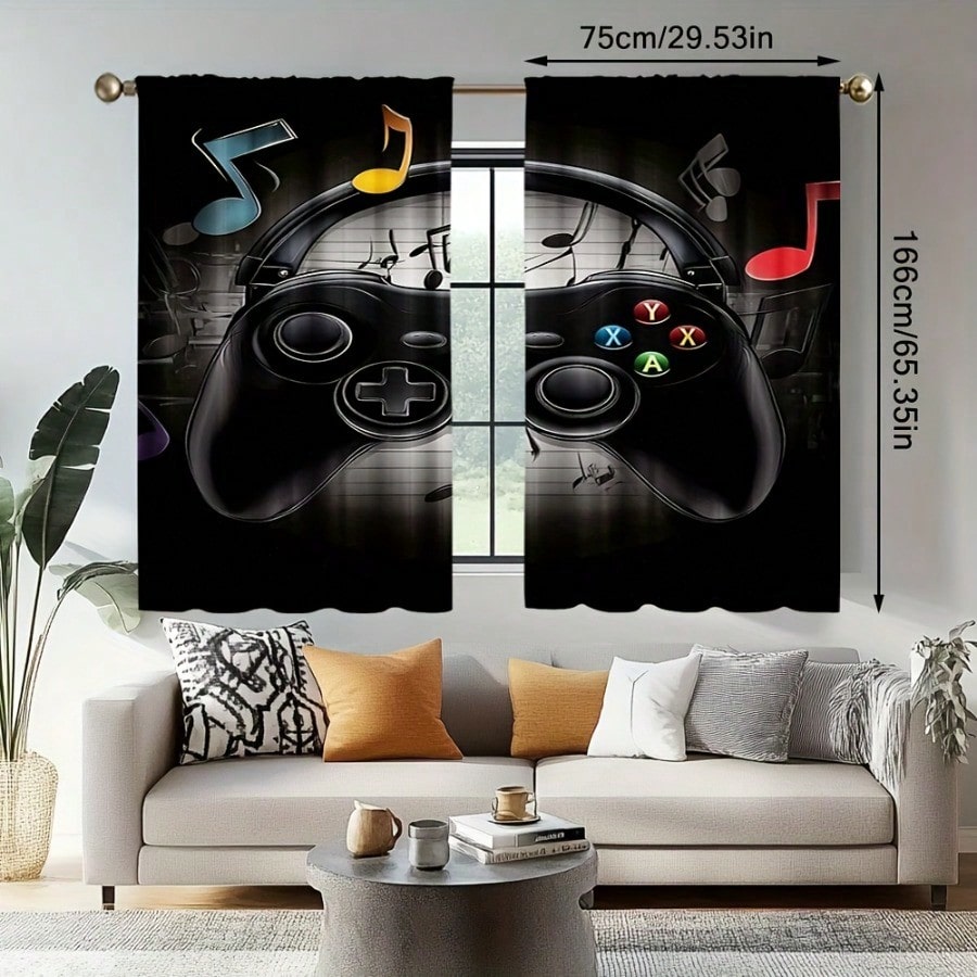 2pcs Retro Gaming Room Curtain - Retro Gaming Youtube ulasan dan harga