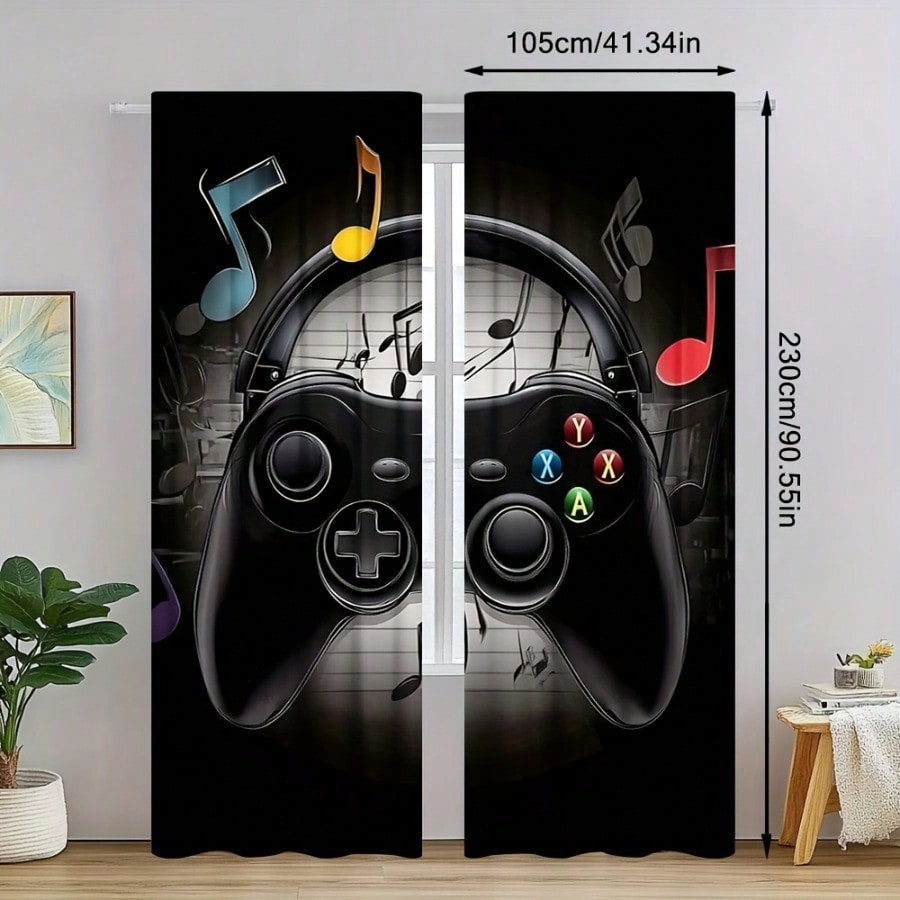 2pcs Retro Gaming Room Curtain - Retro Gaming Youtube ulasan dan harga