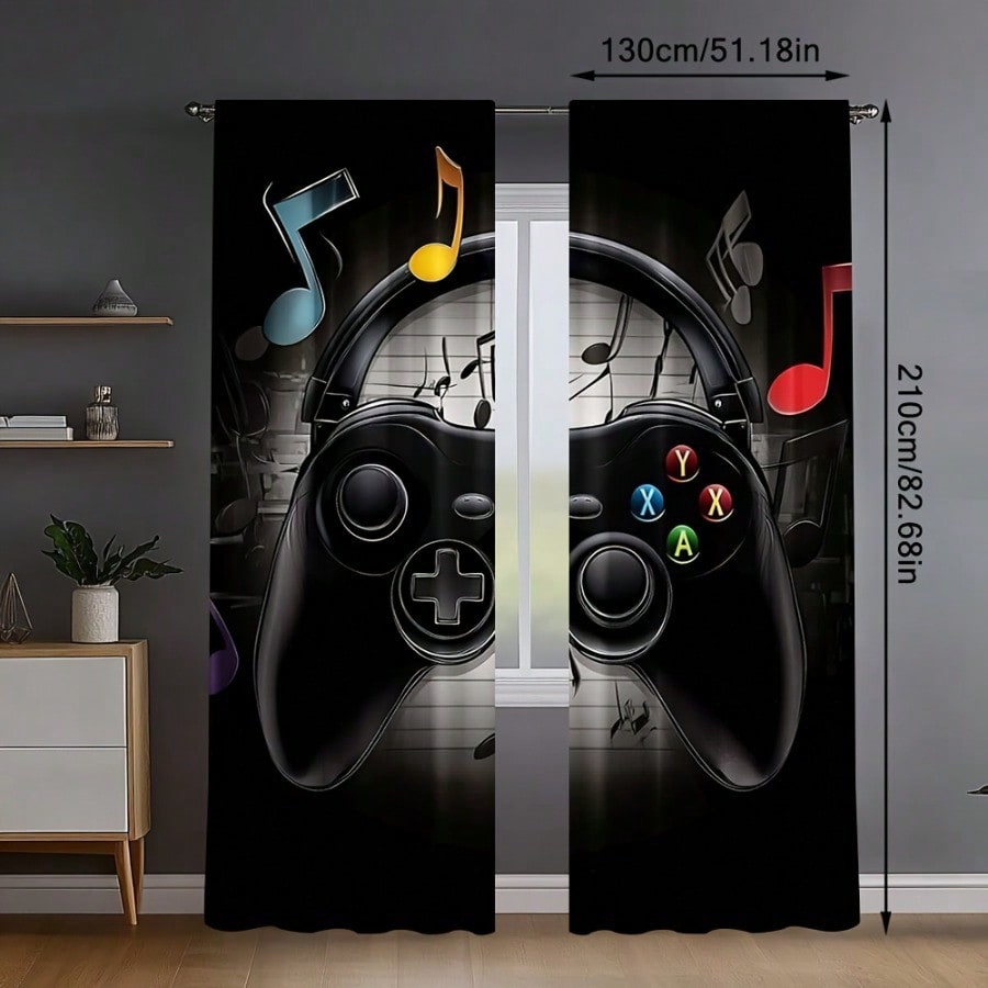 2pcs Retro Gaming Room Curtain - Retro Gaming Youtube ulasan dan harga